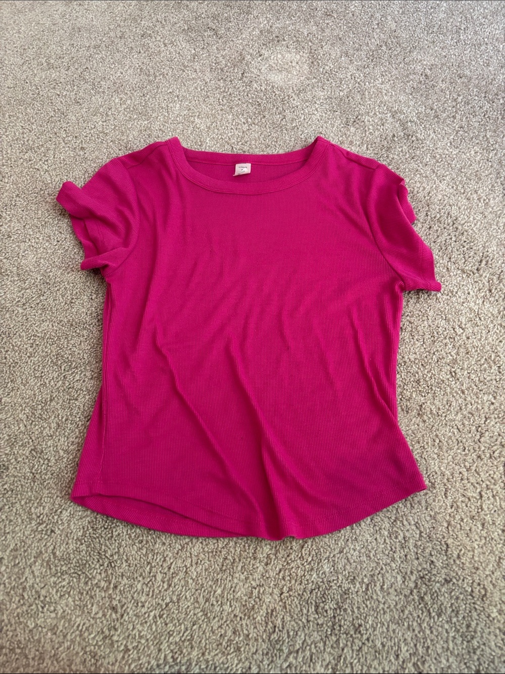 Old Navy Bright Fuchsia Ribbed Short Sleeve Tee